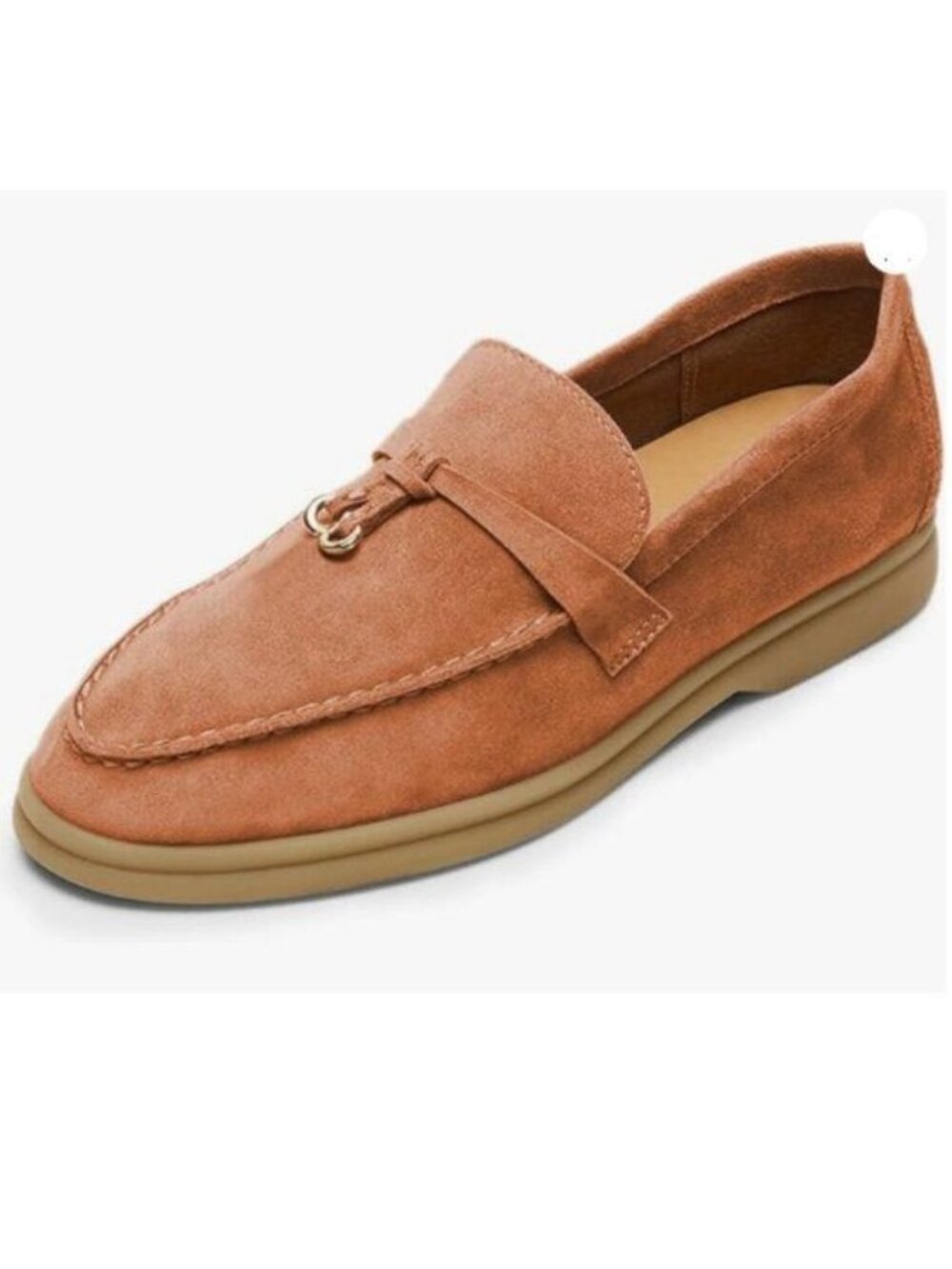 Milooey shoes Women's Round Toe Flat Loafers Comfort Slip On Moccasins Brown